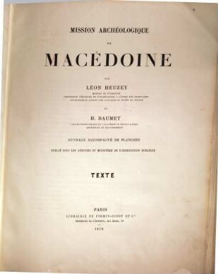 Mission archéologique de Macédoine : ouvrage accompagné de planches, [1]