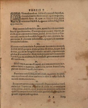 Theses de aqueis meteoris : ex Libro primo meteorologicorum Aristotelis ... ad disputandum propositae