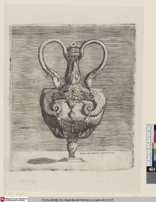 [Vase à deux anses dont le corps est orné au milieu d'une tête de boeuf; Vase with the Head of a Bull; Vase mit dem Kopf eines Stiers]