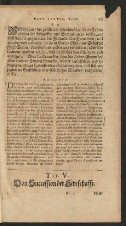 Tit. V. Von Succession der Herrschaft