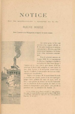 Notice sur les améliorations à apporter au lit du fleuve Rouge