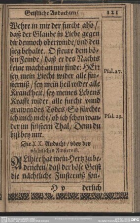 Die XX. Andacht, uber der nächtlichen Finsterniß