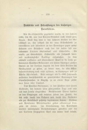 Rückblicke und Betrachtungen des bisherigen Vorortlebens