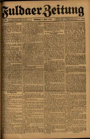Ausgabe vom Mittwoch, den 07. April 1920.