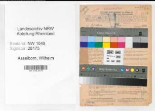 Entnazifizierung Wilhelm Asselborn , geb. 20.04.1898 (Stadtsekretaer)