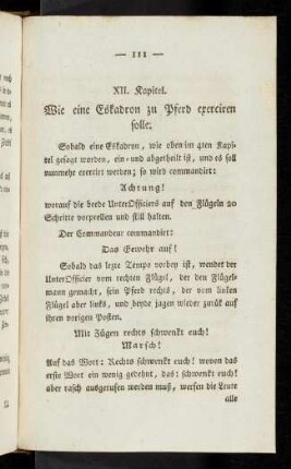 111 XII. Wie eine Eskadron zu Pferde exerciren solle