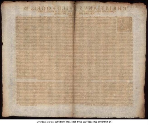 Christianus Wildvogel, D. Consilarius Saxo-Vinar. Aulicus Et Antecessor In Academia Ienensi Et Collegii Iuridici h.t. Decanus, Lectori Salutem : Rerum gestarum memoriam servare, longissimis ab hinc temporibus semper Magistratuum quam maxime incubuit officio ... Iuvenis Joh. Daniel Herpfer, Hanoviensis ... P.P. Ienae, die XIV. Januar. A.O.R. M.DC. XCIV.