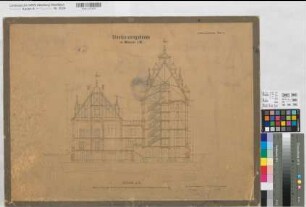 Münster (Münster) Staatsarchiv Inventarienzeichnung Blatt 5 Schnitt (Verwaltungs- und Magazingebäude) um 1900 1 : 100 49 x 67 Lithographie Niermann; Rattey KSM Nr. 1277a