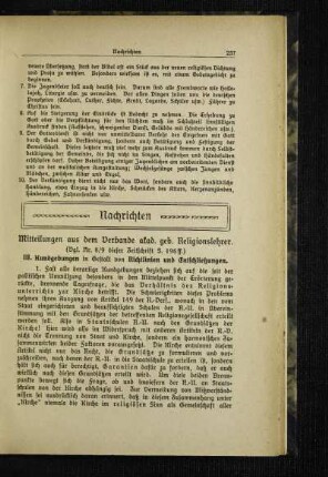 Mitteilungen aus dem Verbande akad. geb. Religionslehrer