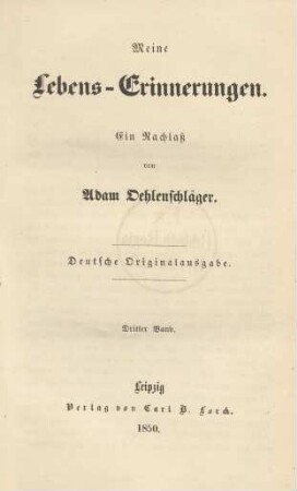 Band 3: Meine Lebens-Erinnerungen