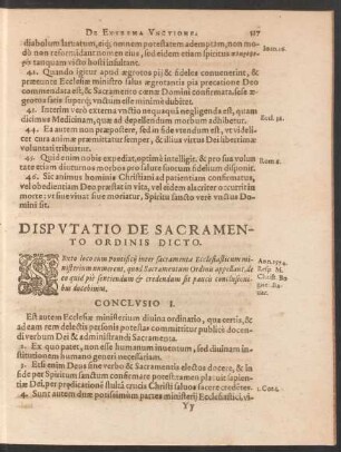Disputatio De Sacramento Ordinis Dicto.