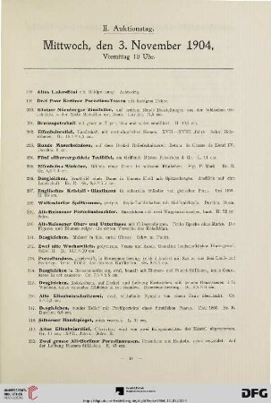 II. Auktionstag. Mittwoch, den 3. November 1904, Vormittag 10 Uhr (Nr. 198-394)