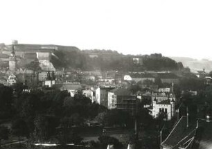 Glatz, Stadtansicht : Glatz (Klodzko/Polen). Blick auf Stadt und Festung von Westen