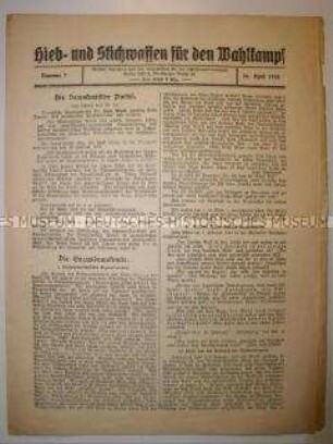 Informationsblatt zu den Reichstagswahlen 1924