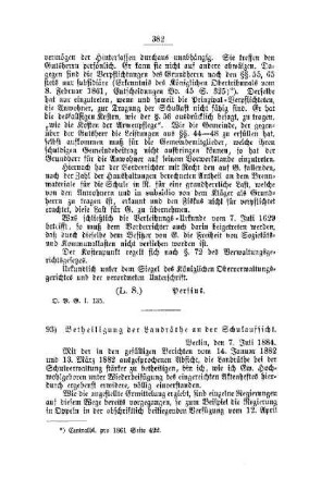 Betheiligung der Landräthe an der Schulaufsicht : [V. Volksschulwesen]