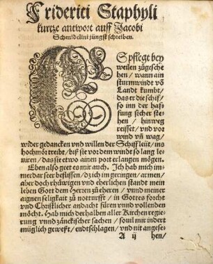 Vortrab zu rettung des Buchs. Vom rechten waren verstand des Göttlichen worts, Von verdolmetschung der Teütschen Bibel, vnd Von der ainigkeit der Lutherischen Predicanten : Wider Jacob Schmidle Predicanten zu Göppingen
