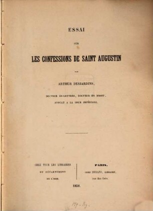 Essai sur les confessions de Saint Augustin