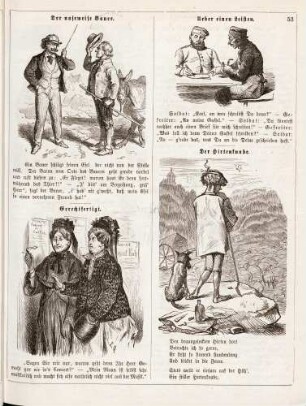 "Der naseweise Bauer" "Gerechtfertigt" "Ueber einen Leisten" "Der Hirtenknabe"