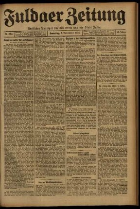 Erste Ausgabe vom Samstag, den 03. Dezember 1921.