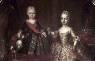 Kronprinz Karl Franz Joseph von Neapel und Sizilien und Prinzessin Marie Therese von Sizilien, spätere Kaiserin als Kinder