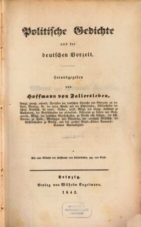 Politische Gedichte aus der deutschen Vorzeit