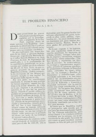 El problema financiero.