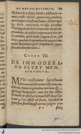 Caput III. De Immoderato Fluxu Menstruorum.