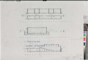 Münster (Münster) Hörsaalgebäude der Universität am Neuplatz Schnitte 1966/67 1 : 100 78 x 113 Pause Dr. F. W. Kraemer, Architekt, Braunschweig Regierung Münster Nr. 34045