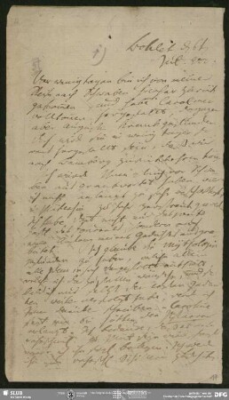 Eigenh. Brief von Friedrich Wilhelm Joseph von Schelling an August Wilhelm von Schlegel, Bocklet, 06.07.1800