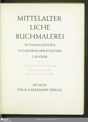 Mittelalterliche Buchmalerei in Sammlungen volksdemokratischer Länder