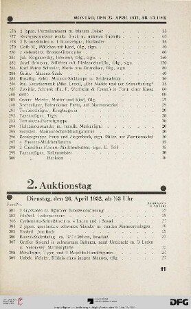 2. Auktionstag – Dienstag, den 26. April 1932 (Nr. 301-600)