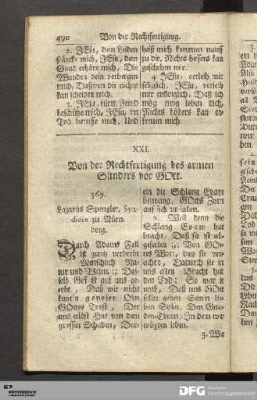 XXI. Von der Rechtfertigung des armen Sünders vor GOtt.