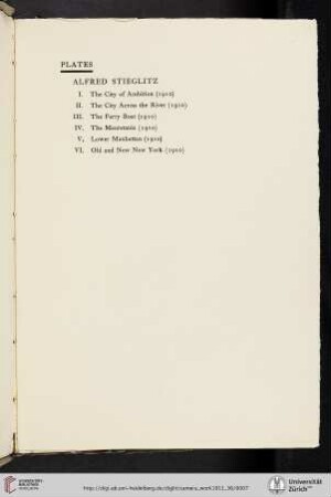 Alfred Stieglitz [list of plates]