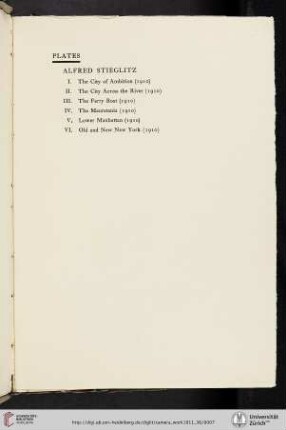 Alfred Stieglitz [list of plates]