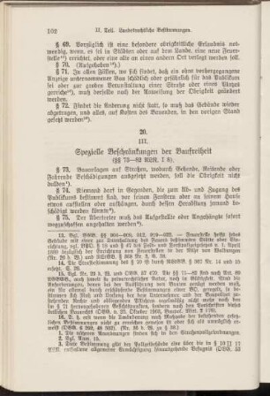 III. Spezielle Beschränkungen der Baufreiheit.