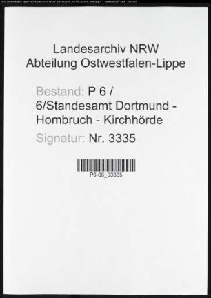 Sterberegister Standesamt Dortmund-Hombruch-Kirchhörde (XXII)
