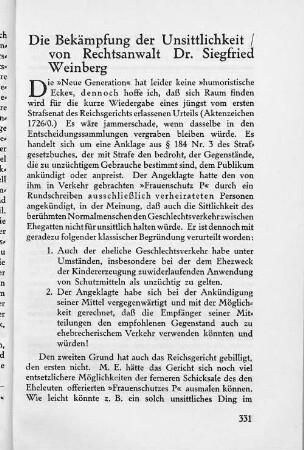 Die Bekämpfung der Unsittlichkeit