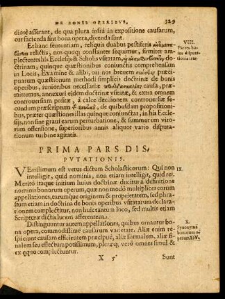 Prima Pars Disputationis.