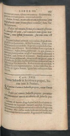 Cap. XVII. Locus Subiecti & Accidentis proptii, Totius item & Partium