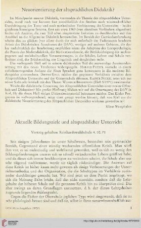 15: Neuorientierung der altsprachlichen Didaktik?