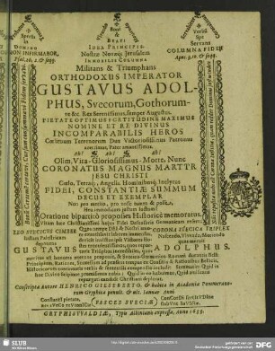 Boni & Beati idea principis ... Gustavus Adolphus, Suecorum, Gothorum &c. Rex ...