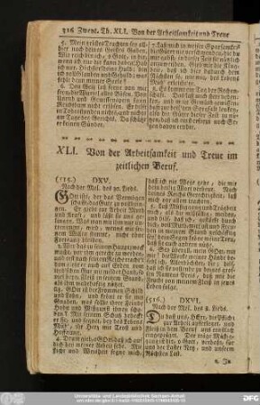 XLI. Von der Arbeitsamkeit und Treue im zeitlichen Beruf.