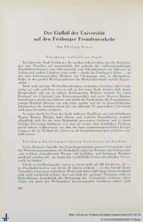Der Einfluß der Universität auf den Freiburger Fremdenverkehr.