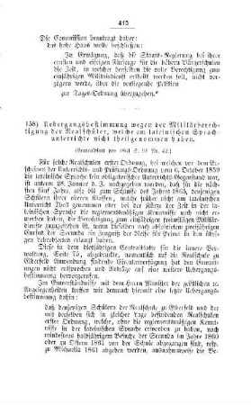 Uebergangsbestimmung wegen der Militärberechtigung der Realschüler, welche am lateinischen Sprachunterricht nicht theilgenommen haben : [II. Gymnasien und Realschulen]