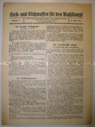 Informationsblatt zu den Reichstagswahlen 1924