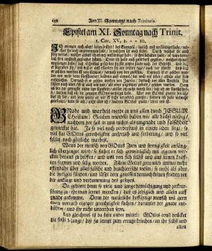 Epistel am XI. Sonntag nach Trinit. - Epistel am XVII. Sonntag nach Trinit.