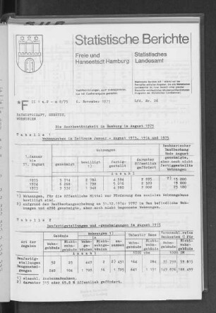 Die Hochbautätigkeit in Hamburg im August 1975 : Lfd. Nr. 26