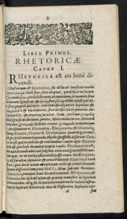 Rhetoricae Caput I.