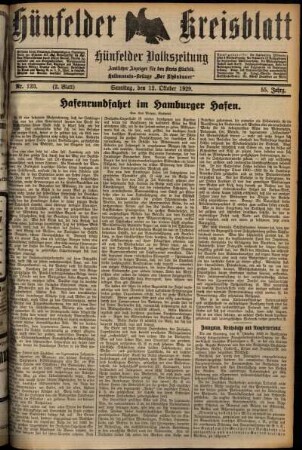 Zweite Ausgabe vom Samstag, den 12. Oktober 1929.
