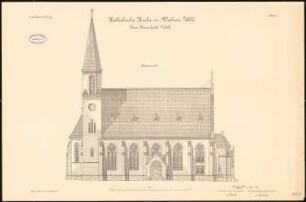 Katholische Kirche, Walzen: Aufriss Seitenansicht 1:100